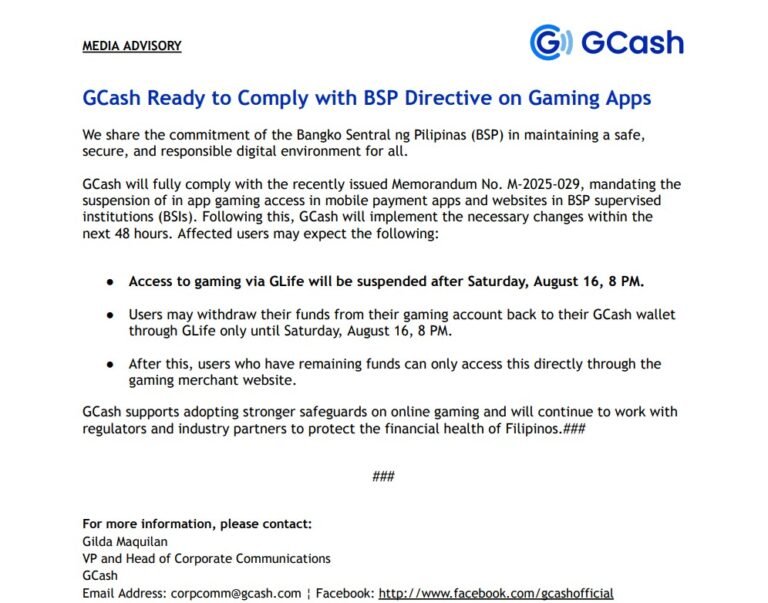 GCash Levels Up Compliance: In-App Gaming Hits Pause Button
